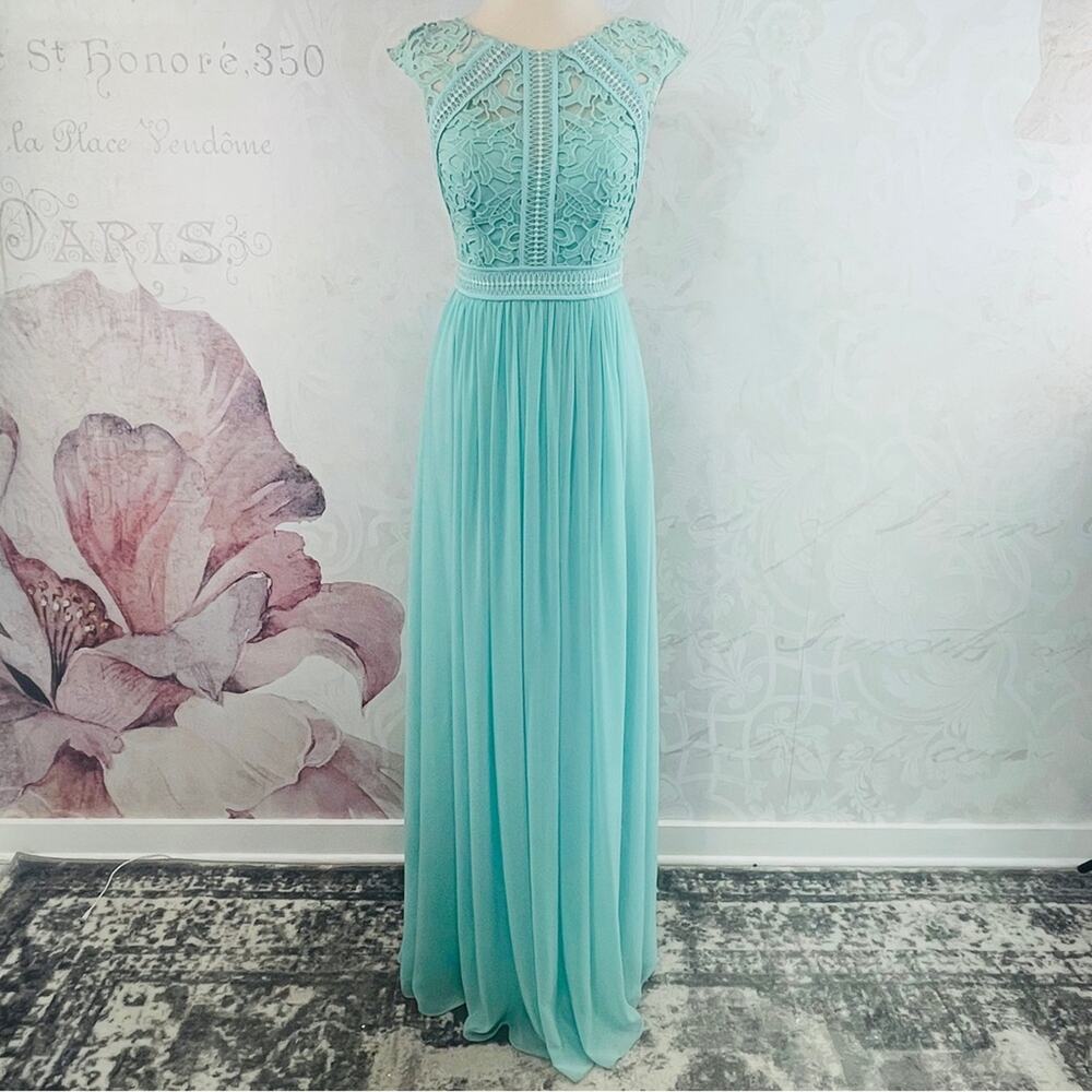 Bariano Australia Sample Gown Dress Lace Bodice Mint Green